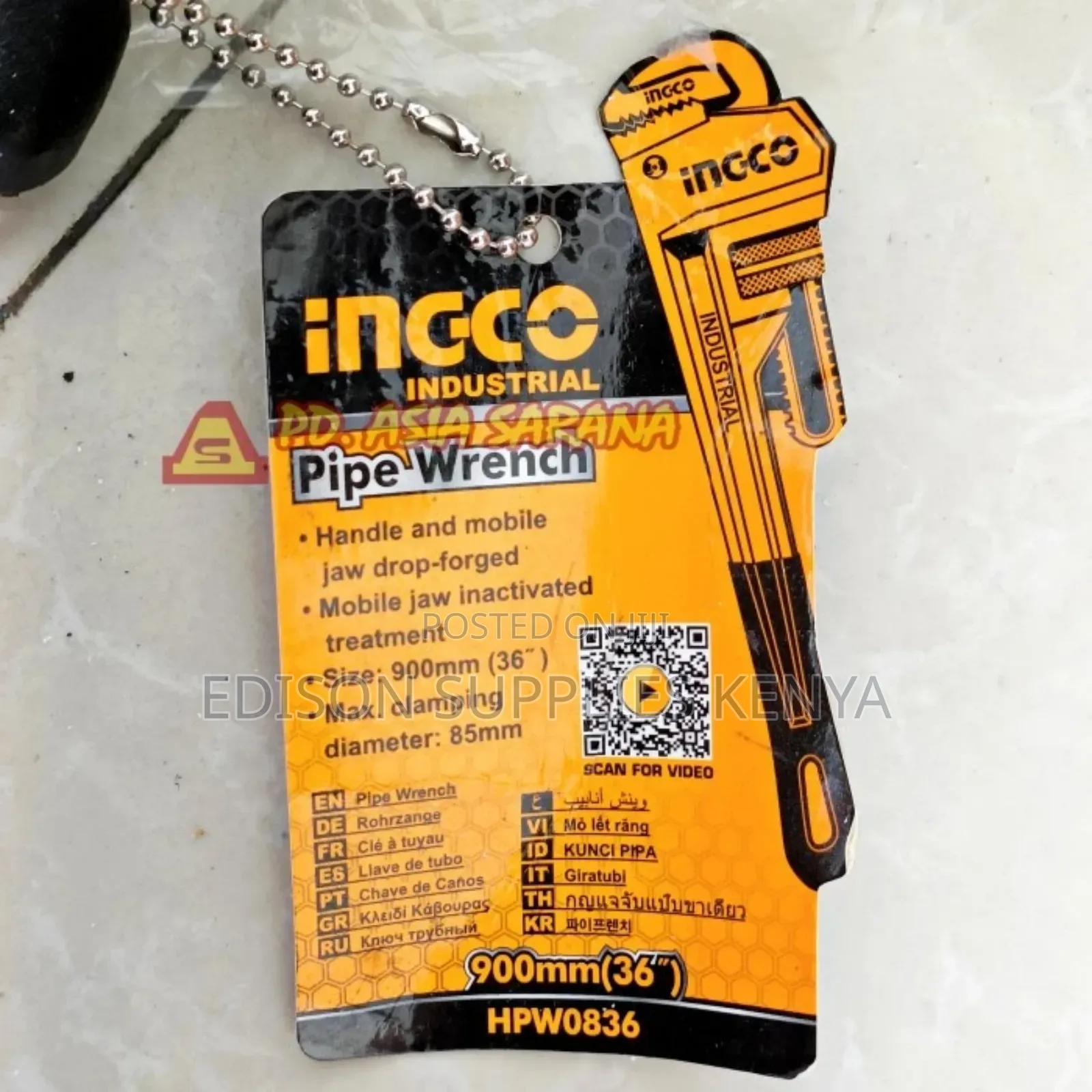 Pipe Wrench 36" Ingco Heavy Duty Plumber's Wrench Pipe Range