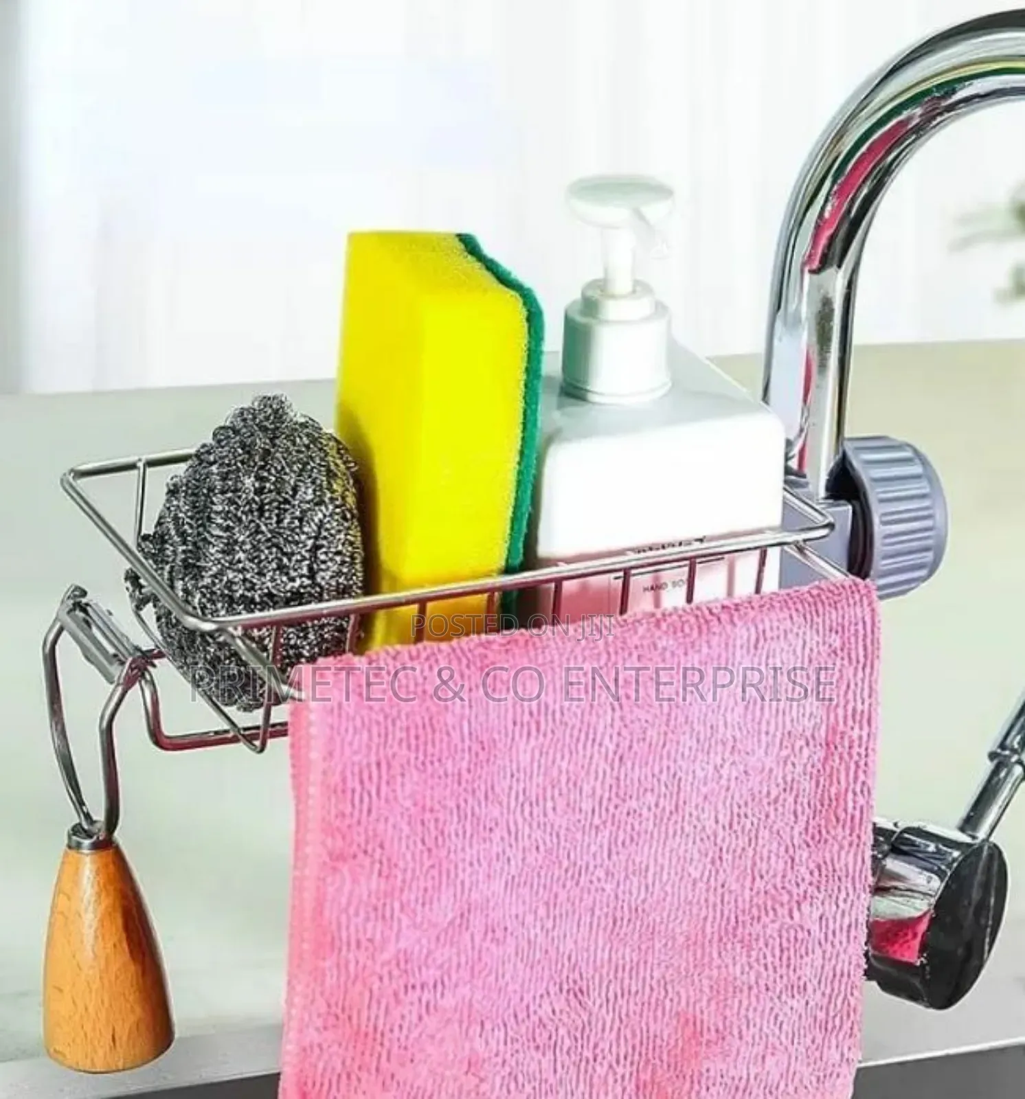 Stainless Steel Faucet Rack / Sink Tidy With Towel Rack