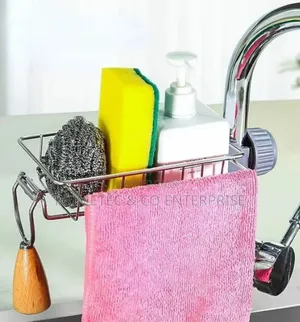 Stainless Steel Faucet Rack / Sink Tidy With Towel Rack