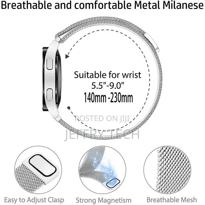 20mm Stainless Steel Magnetic Buckle Bracelet Silver - Unive
