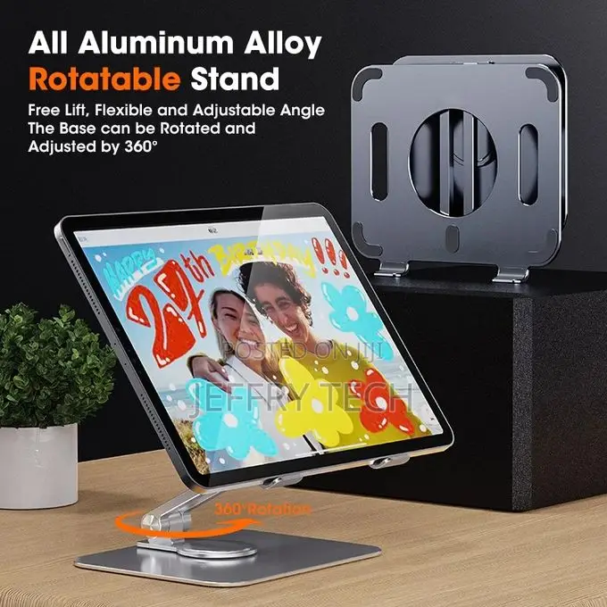 Adjustable Aluminum Tablet Stand for iPad, 360 Rotating Ris