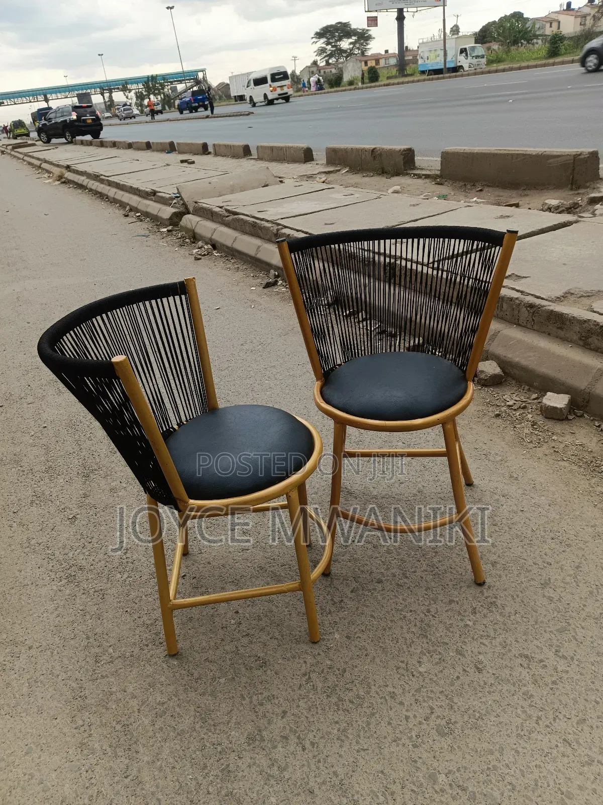 Balcony Seats or Outdoor Seat, Black and Gold 