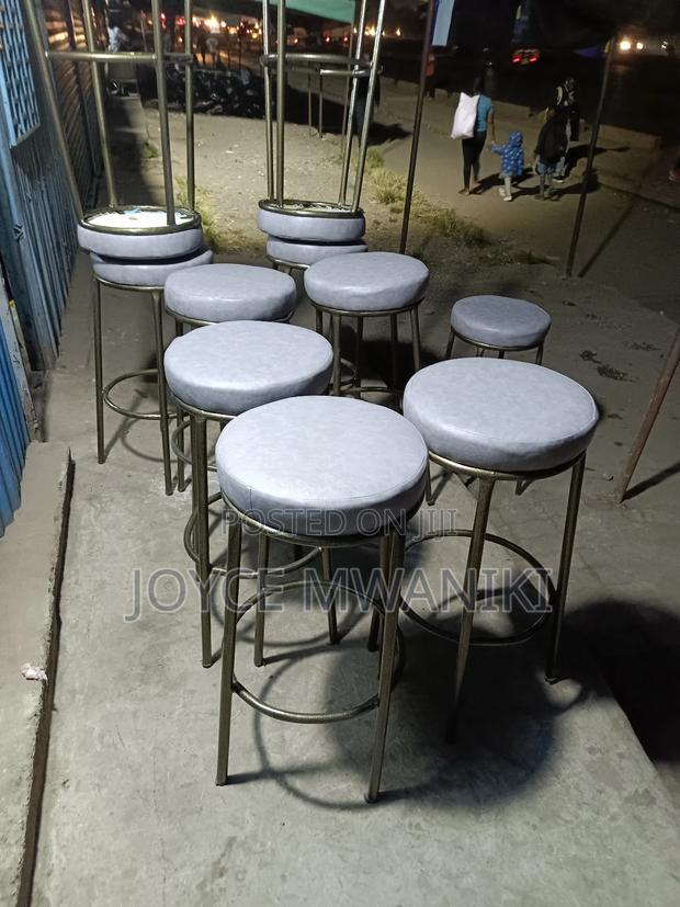 Backless Round Stools, Light Grey - main view