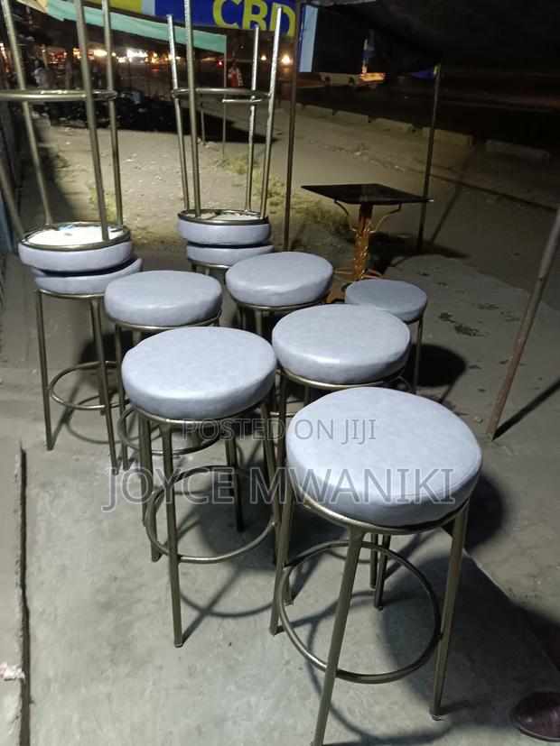 Backless Round Stools, Light Grey - thumbnail 3