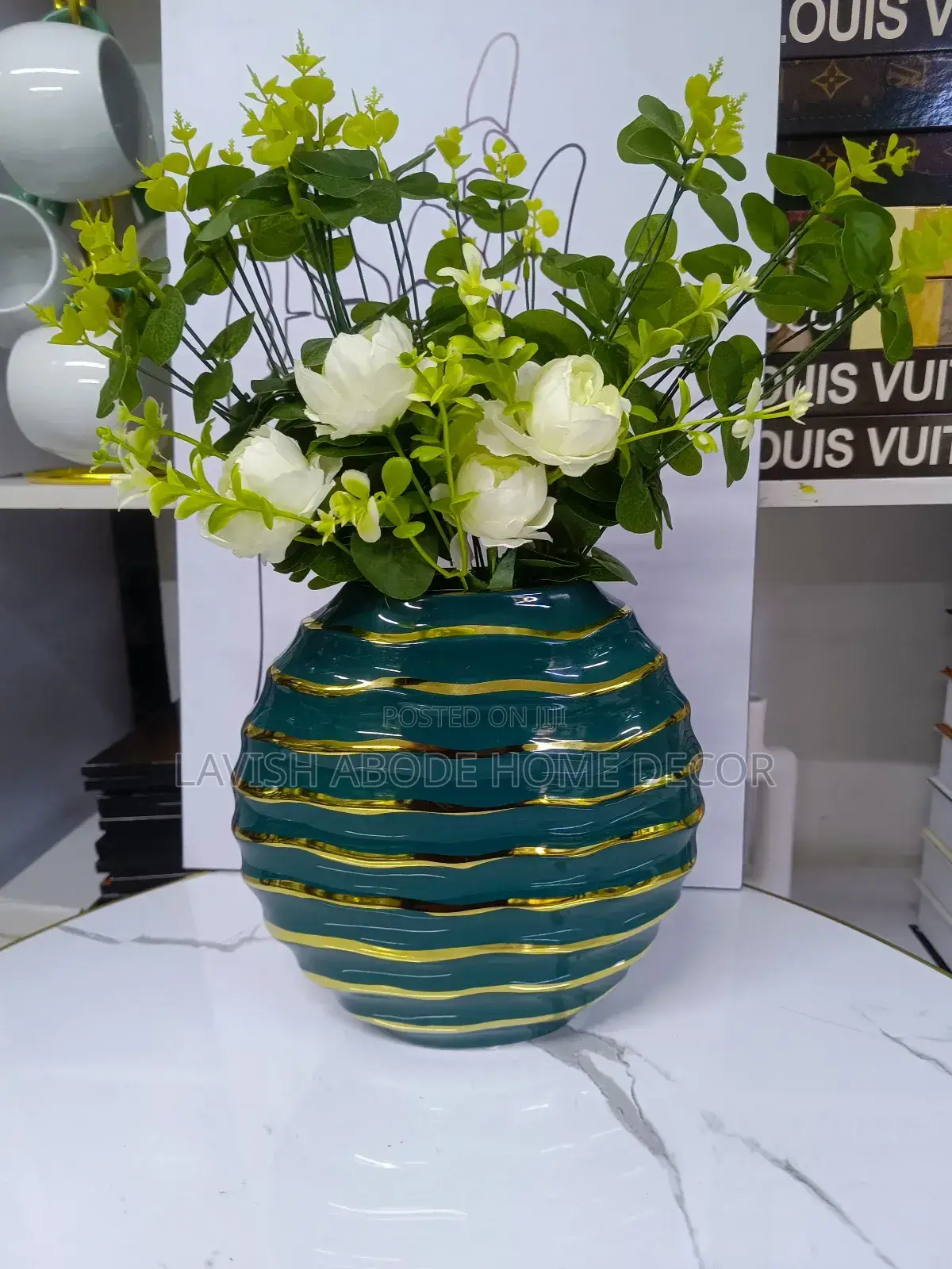 Ceramic Deep Teal Color Large Flower Vase