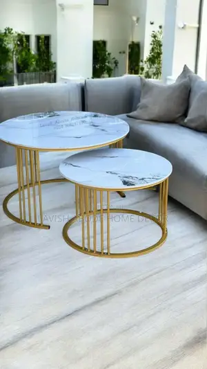2 in 1 Pure Marble Stone Nesting Table