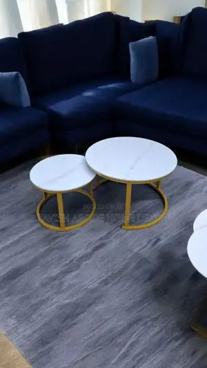 Gold With White Marble Top Nesting Tables