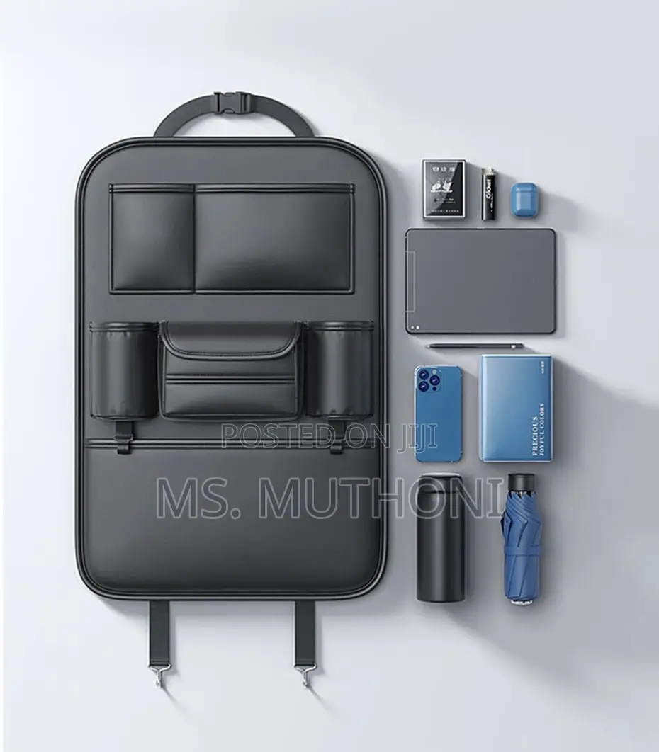 All in One Leather Car Back Seat Storage Bag