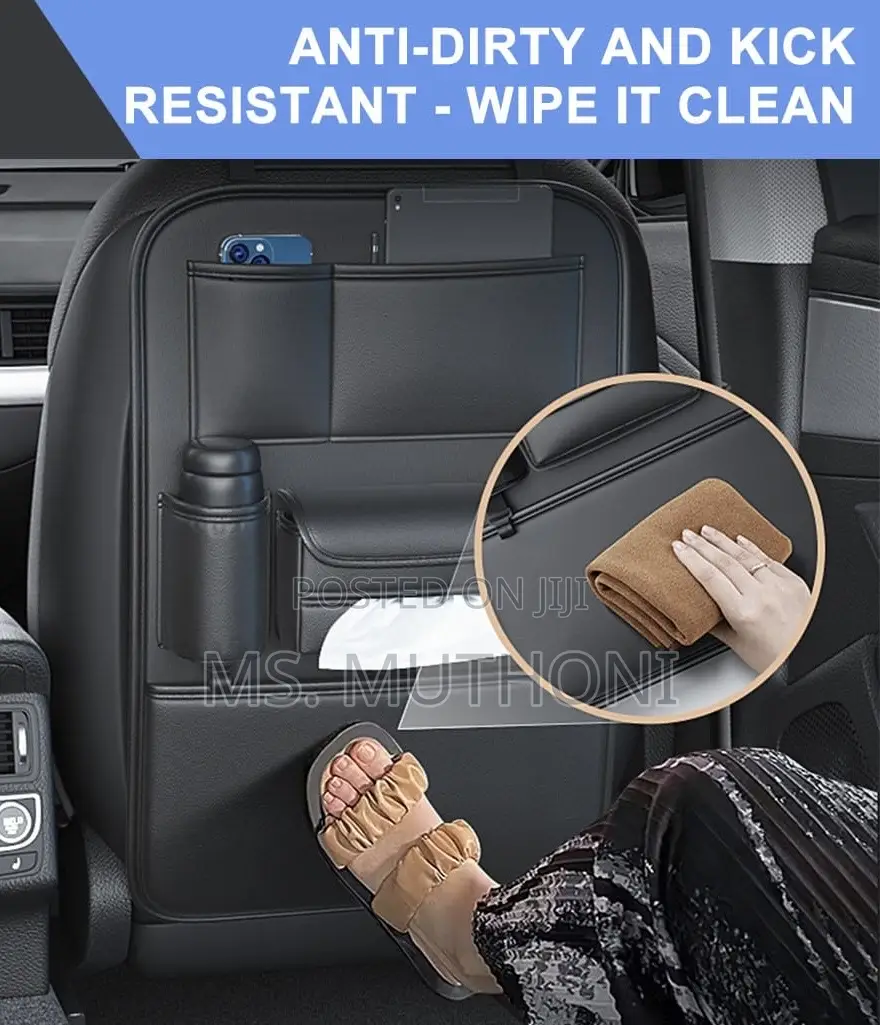 All in One Leather Car Back Seat Storage Bag