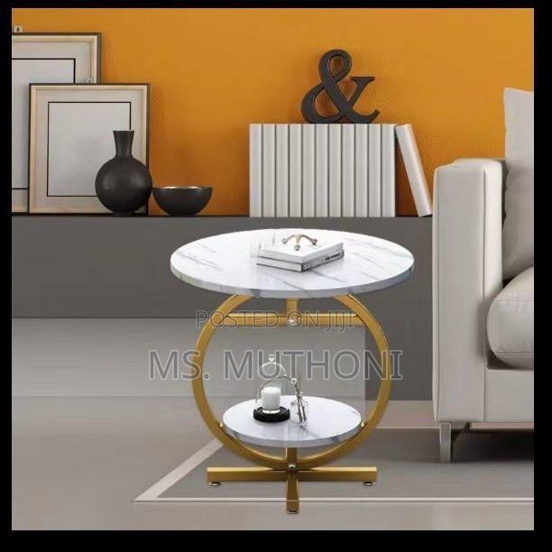 White / Gold Minimalist Coffee Table - main view