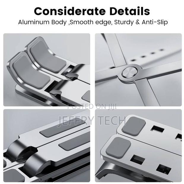 Foldable Laptop Stand for Mac and Pc, Aluminum, Non-Slip Sup - thumbnail 3