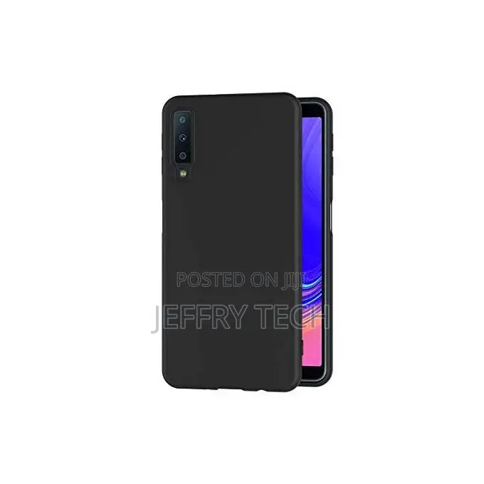 Black Silicone Case for Samsung A7 2018 - Black Silicone Po