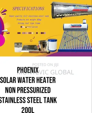 Solar Water Heater Non Pressurised Stainless Steel Tank 200l