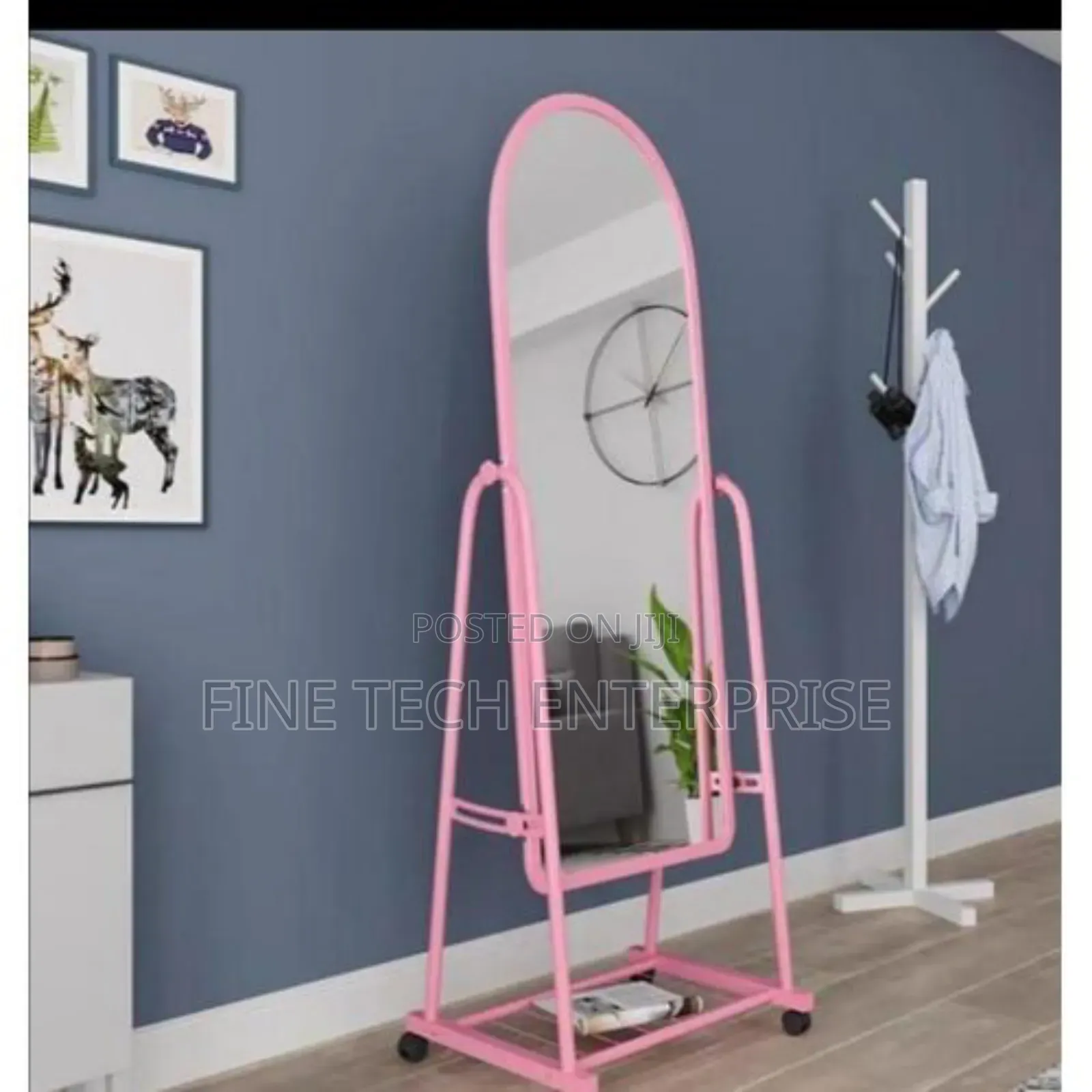 Pink Dressing Mirror With Wheels