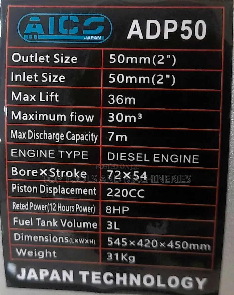 Aico Adp50 2 Inch Normal Pressure Diesel Water Pump