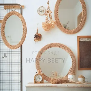 Modern Oval Rattan Decorative Mirror