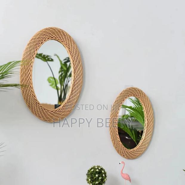 Modern Oval Rattan Decorative Mirror - thumbnail 4