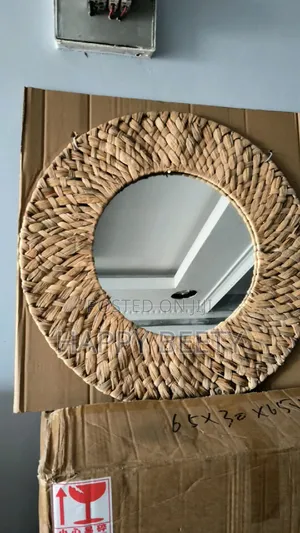 Decorative Water Hyacinth Handmade Natural Boho Mirror*