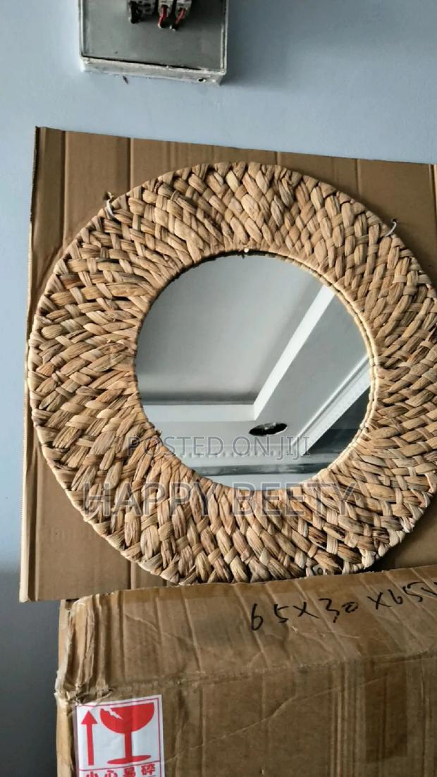 Decorative Water Hyacinth Handmade Natural Boho Mirror* - main view
