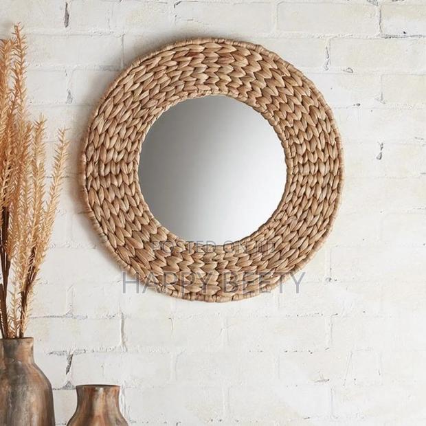 Decorative Water Hyacinth Handmade Natural Boho Mirror* - thumbnail 3