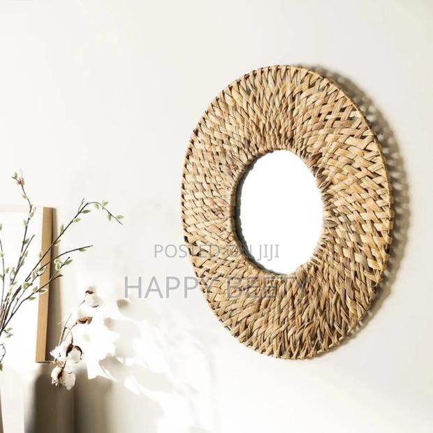 Decorative Water Hyacinth Handmade Natural Boho Mirror* - thumbnail 4
