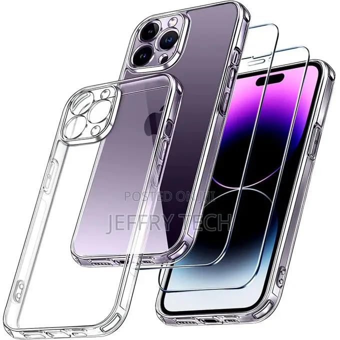 iPhone 14 Pro Transparent Case + Tempered Glass Screen Prote
