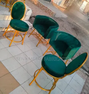 Salon Chair Sets Green Colour With a Gold Frame.