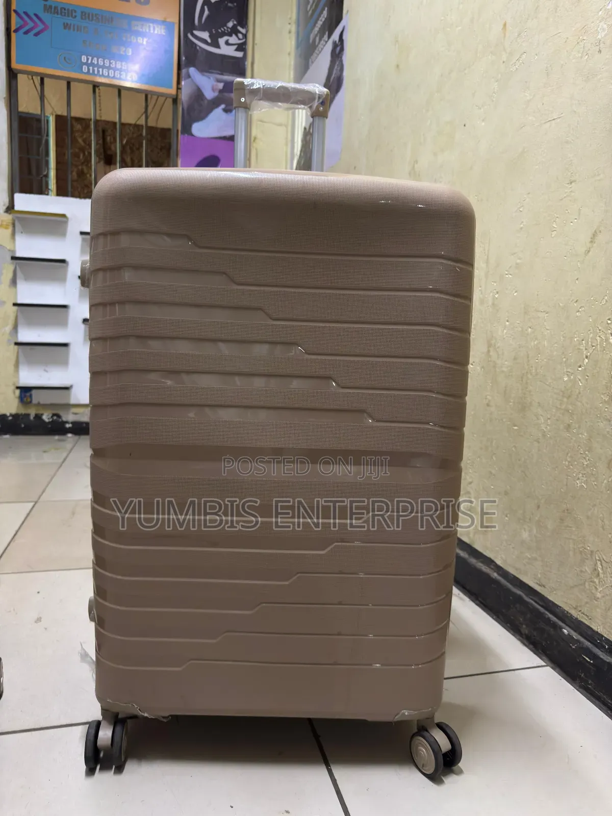 Beige Rubber Suitcase Xl Biggest Size in 75kg(Upto 30kgs)