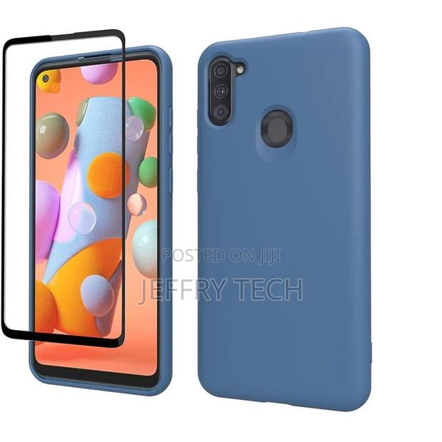 Silicone Case for Samsung A11 With Screen Protector - Blue - main view