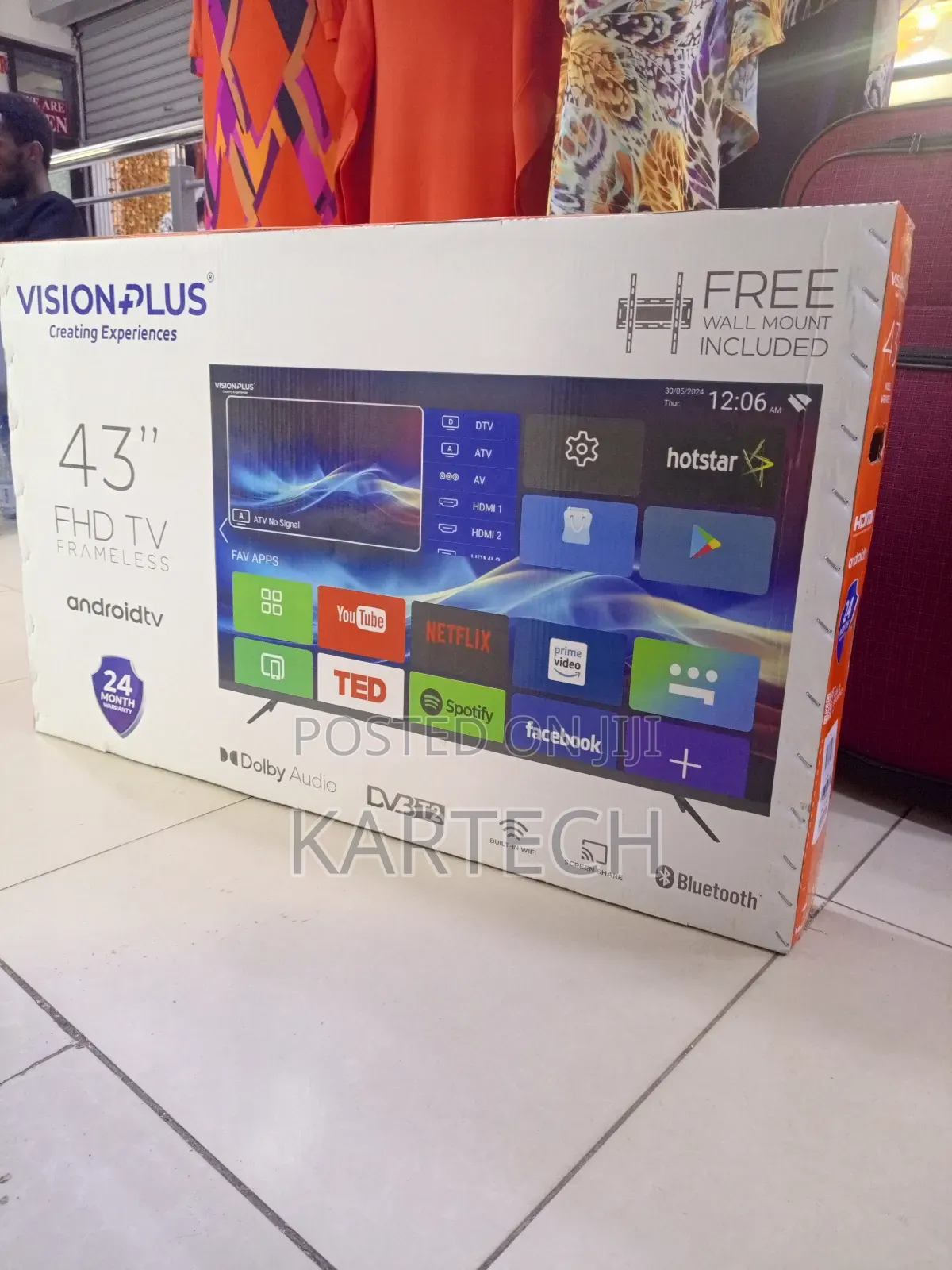 Vision+ 43 Inch FHD Frameless Android Tv + Free Wall Mount