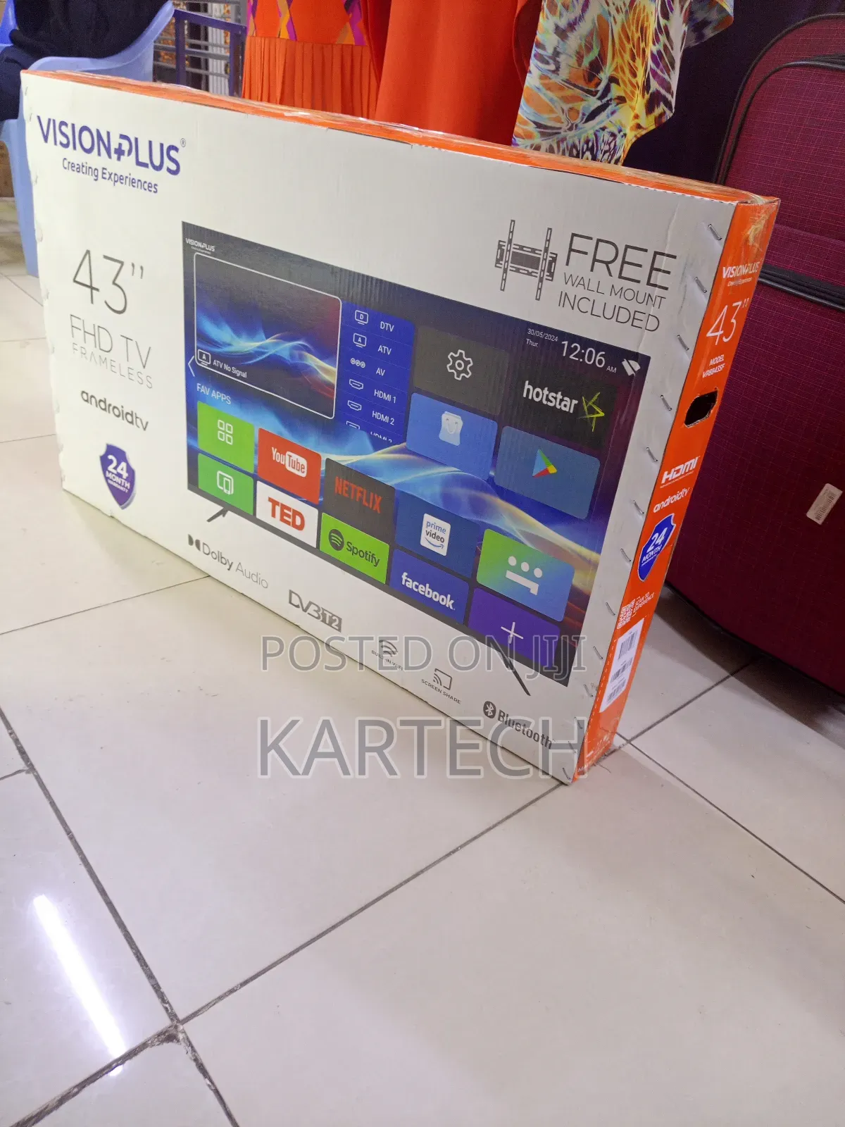 Vision+ 43 Inch FHD Frameless Android Tv + Free Wall Mount