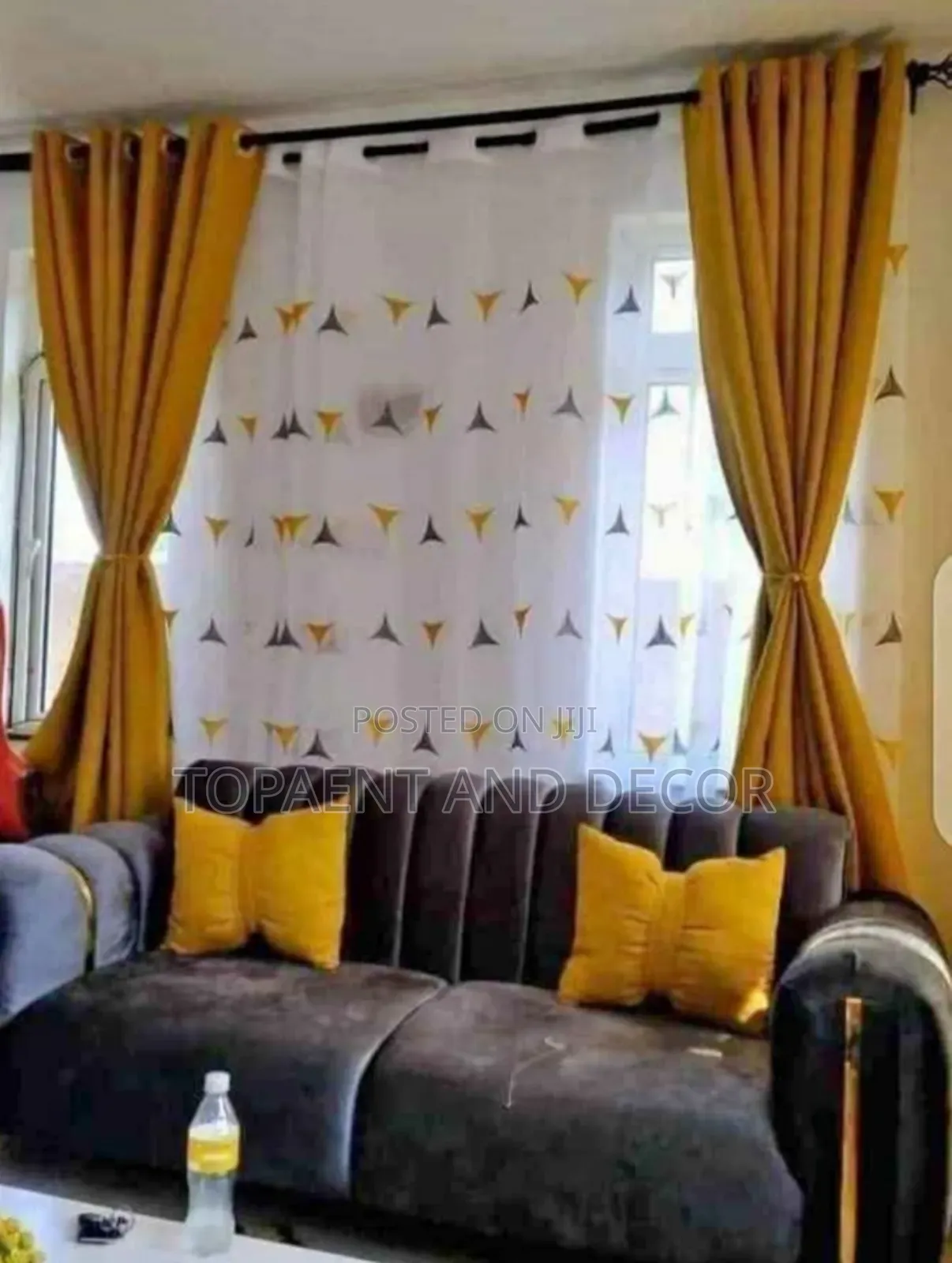 Good Fabric Yellow Matching Curtains With Sheer for Window