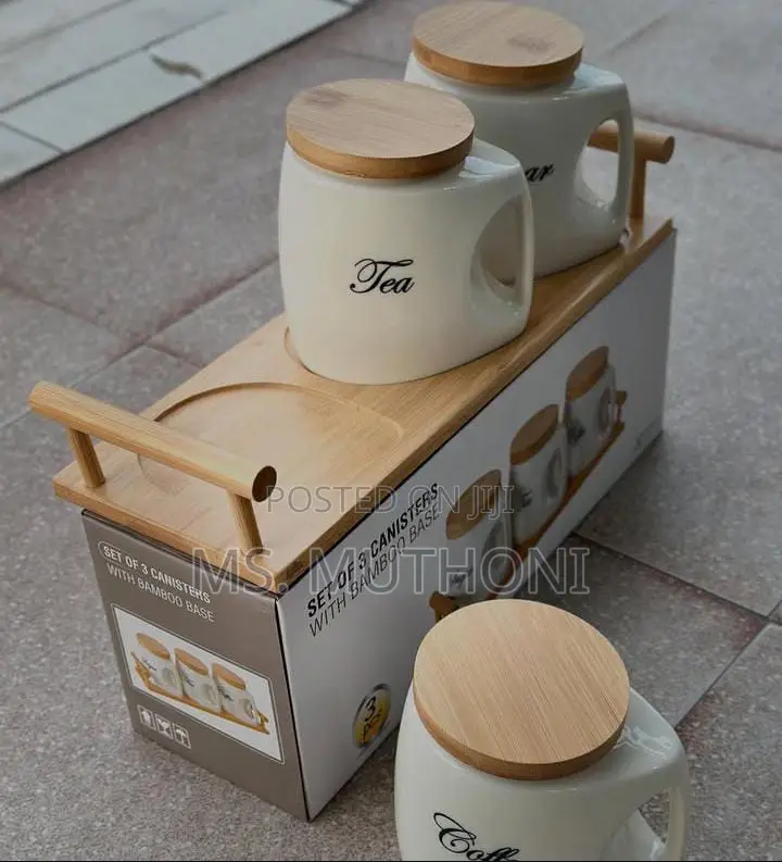 Elegant 3pcs Ceramic Canisters Designed With Handle.*