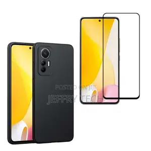 Silicone Case for Xiaomi 12t Pro Black With Tempered Glass