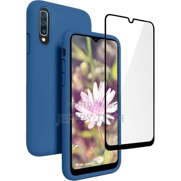 Samsung A50 Ceramic Anti-Shock Film and Silicone Case Blue