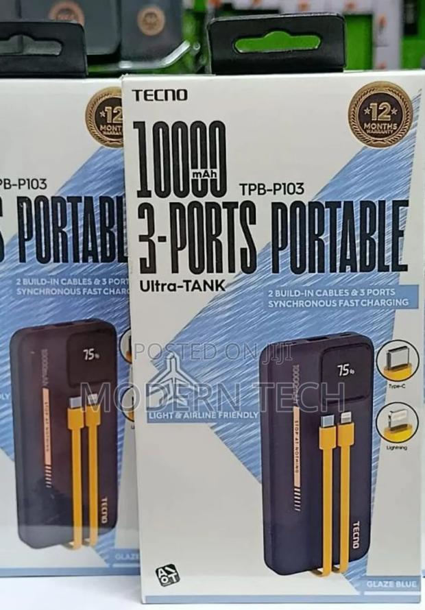 Tecno Powerbank TPB-103 Power Bank 10000mah 