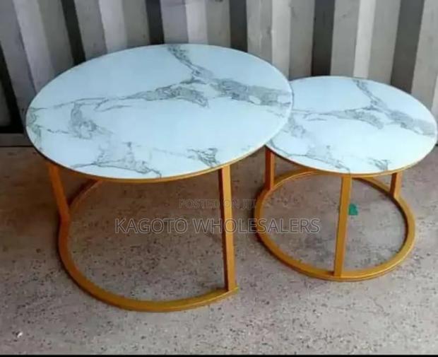 White Nesting Marble Table (Glass Effect) M-N - main view