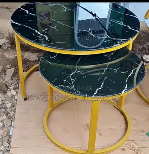 Black Nesting Marble Table (Glass Effect) M-B