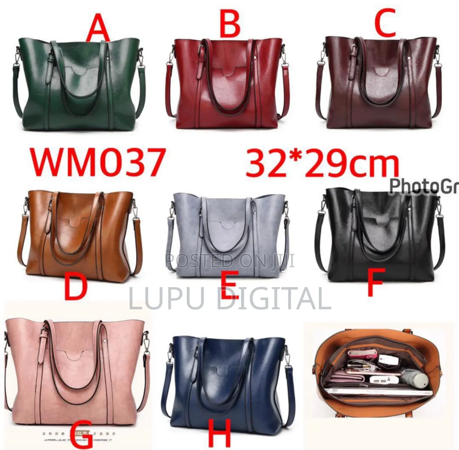 Size 32*29 Leather Large Capacity Handbag