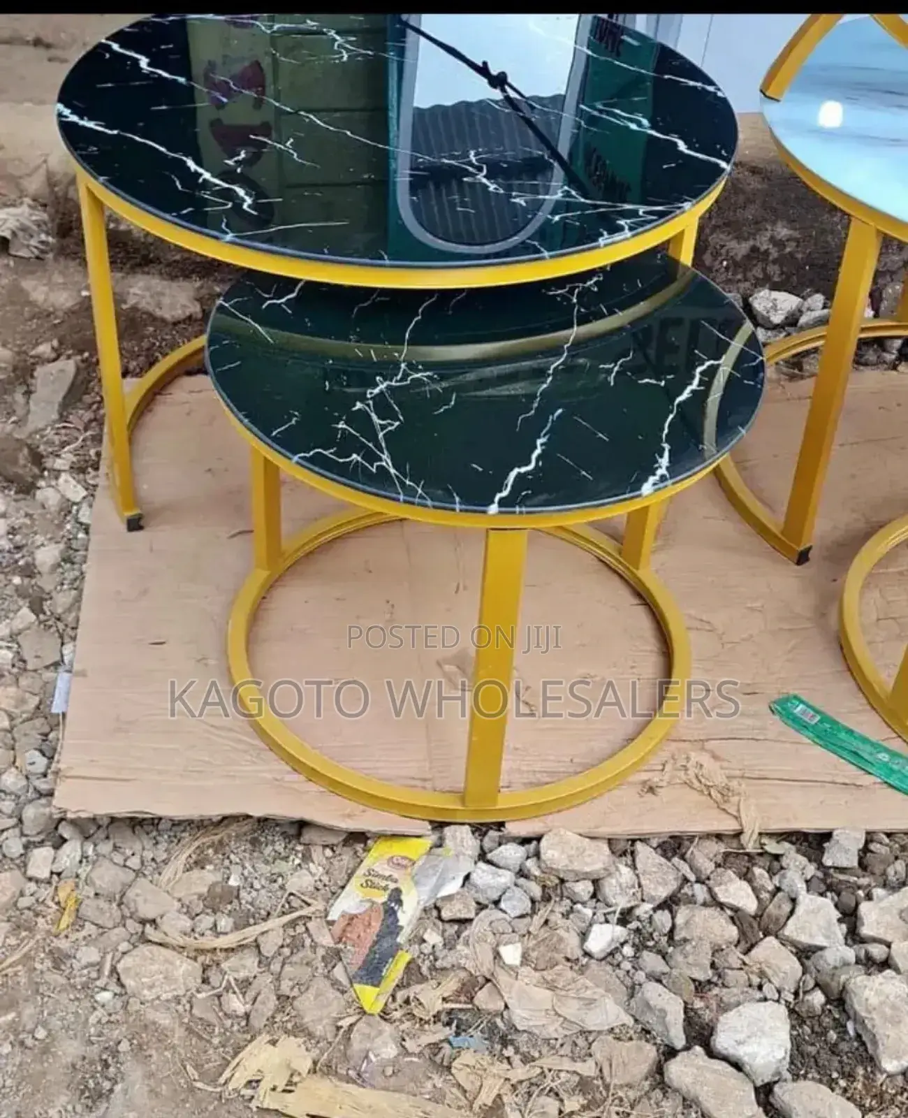 Black Nesting Marble Table (Marble Effect) M-B