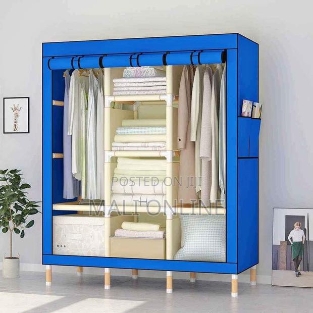 3 Column Wooden Fabric Wardrobe Portable Closet