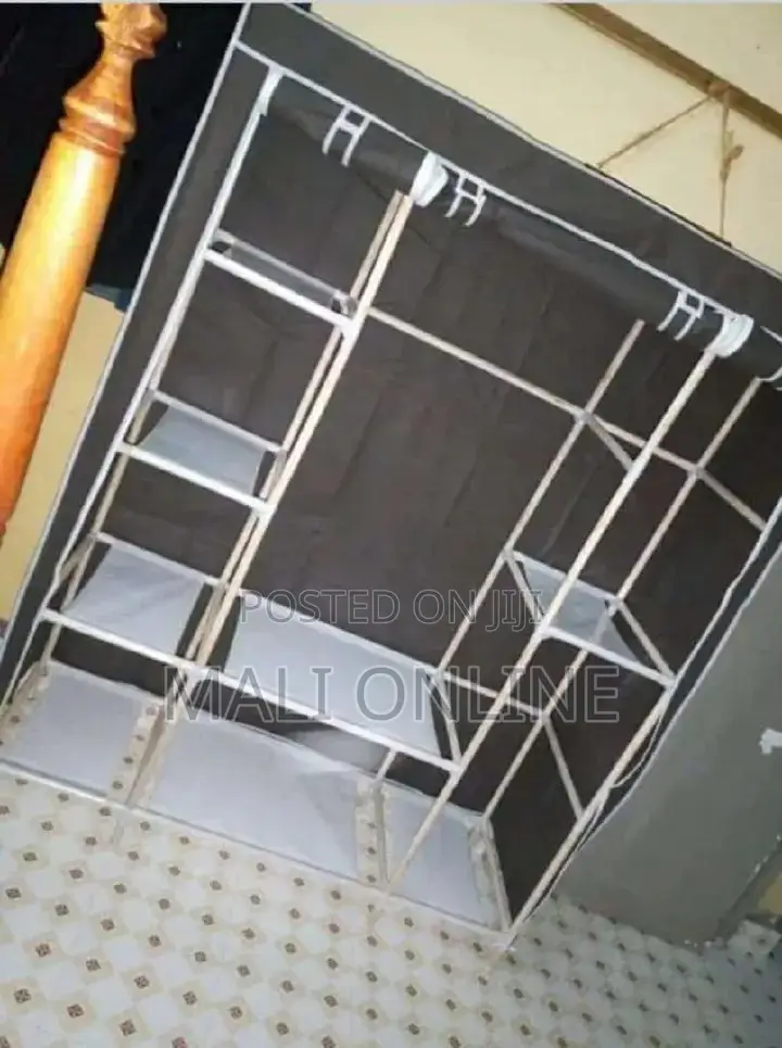 3 Column Wooden Fabric Wardrobe Portable Closet