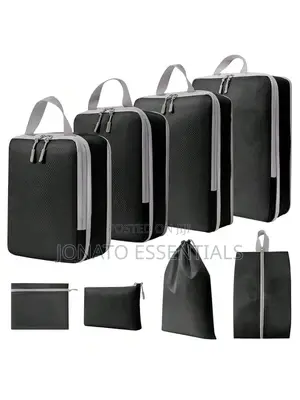 8pc Travel Packing Cubes Set, Luggage Organizer Storage Bags