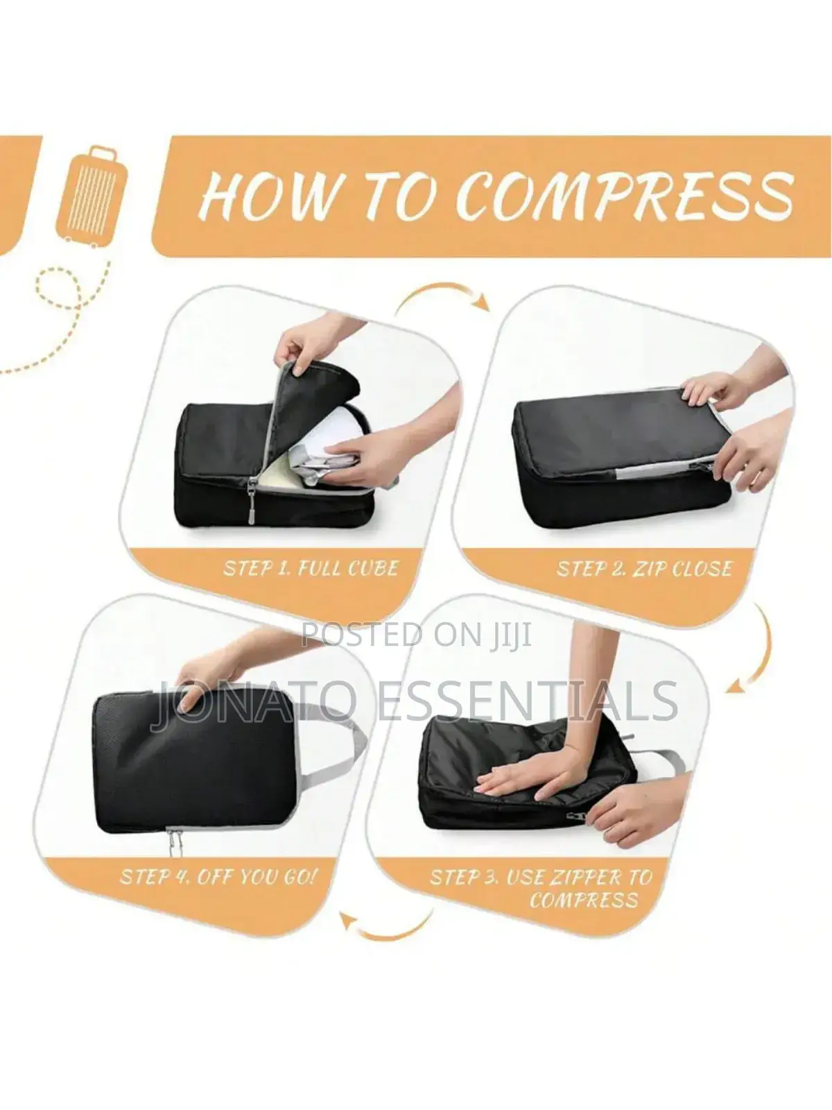 8pc Travel Packing Cubes Set, Luggage Organizer Storage Bags