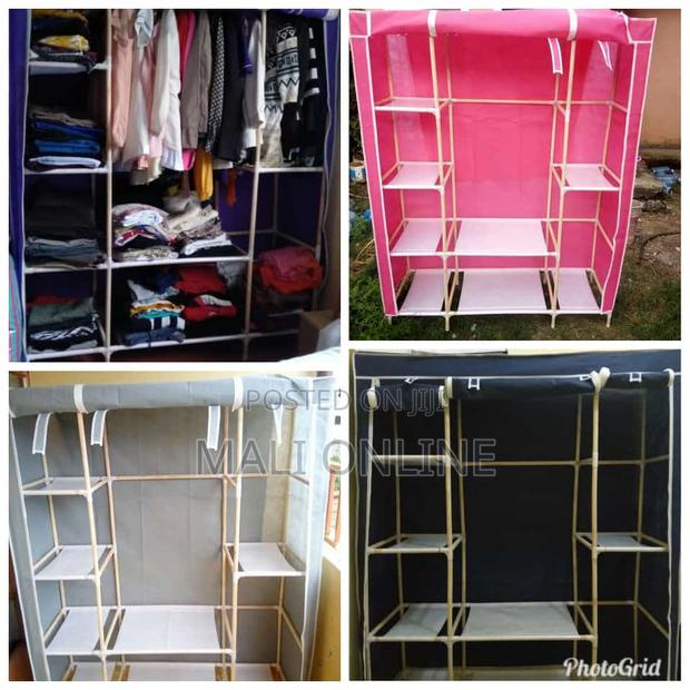 3 Column Wooden Fabric Wardrobe Portable Closet - thumbnail 3