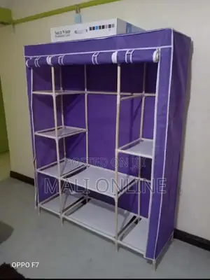 3 Column Wooden Fabric Wardrobe Portable Closet