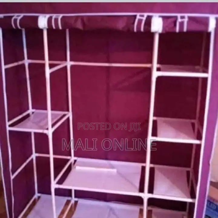 3 Column Wooden Fabric Wardrobe Portable Closet