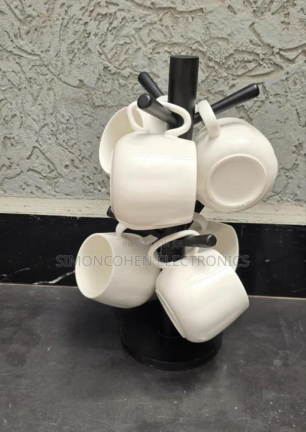6pcs Unique Cappuccino Cups With Bamboo Stand - thumbnail 3
