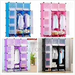 3 Column Plastic Wardrobe With Shoe Cabinet Portable