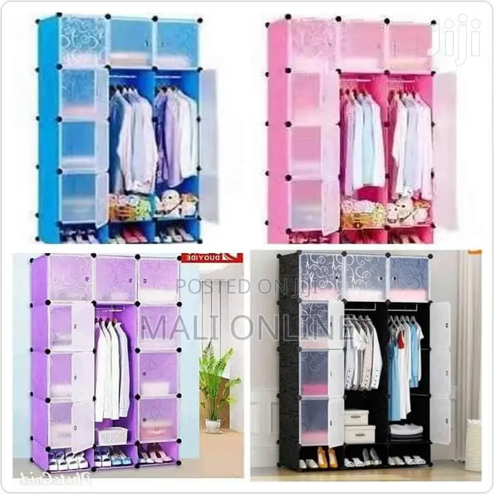 3 Column Plastic Wardrobe With Shoe Cabinet Portable